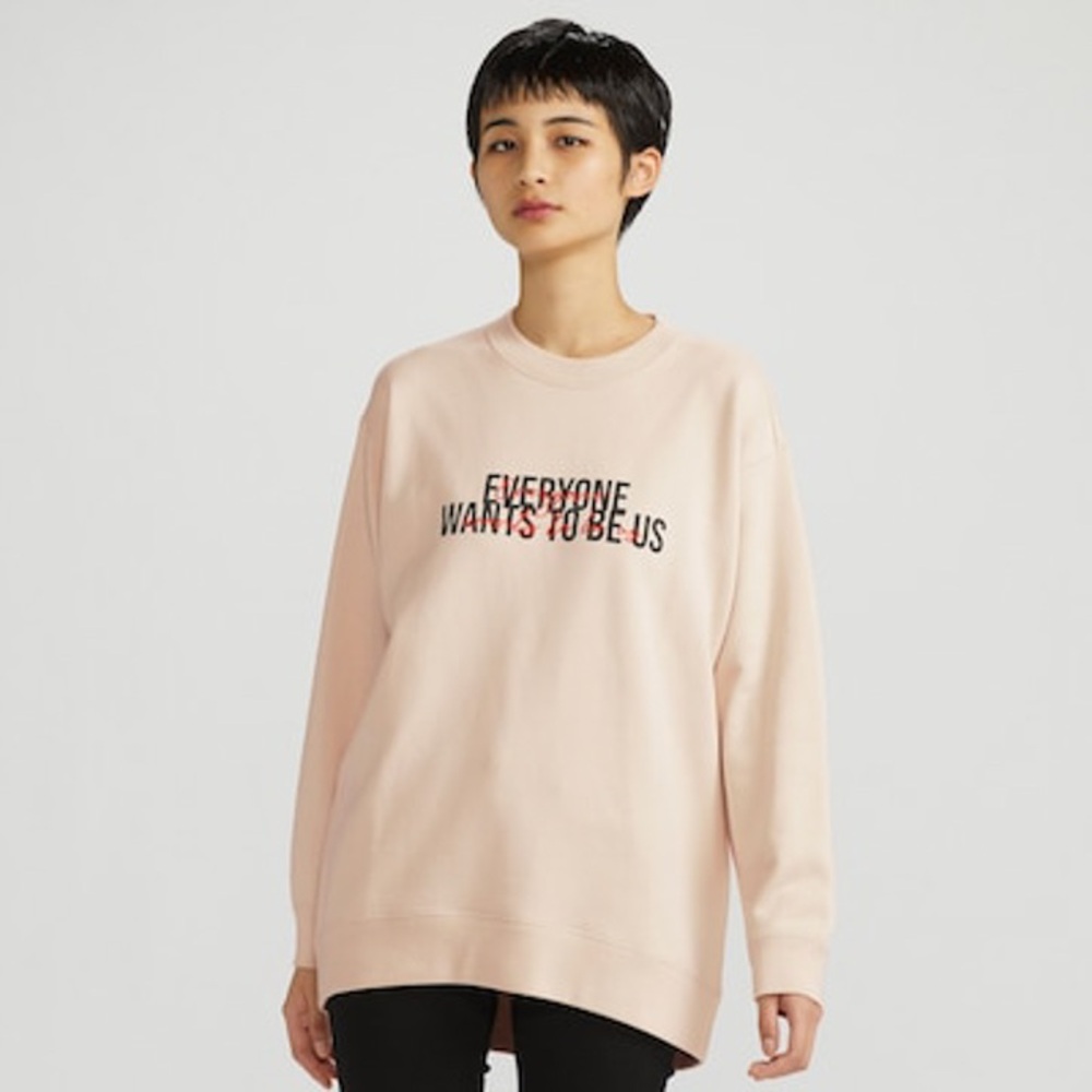 Uniqlo Pink Crewneck Sweatshirt with Slogan